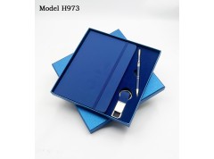 H973 Premium 3-in-1 Executive Gift Set with A5 Notebook, Metal Pen & Metal Hook Keychain for Corporate Gifting