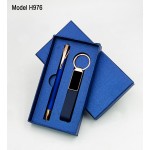 Premium 2 in 1 Gift Set – Metal Keychain with PU Belt & Metal Ball Pen