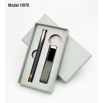 Premium 2 in 1 Gift Set – Metal Keychain with PU Belt & Metal Ball Pen