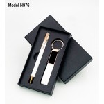 Premium 2 in 1 Gift Set – Metal Keychain with PU Belt & Metal Ball Pen