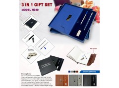 H980 Premium 4-in-1 Executive Gift Set with Diary, Metal Pen & USB Drive for Corporate Gifting