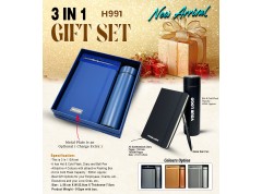H991 Premium Executive Flask, Diary & Pen Gift Set for Corporate Gifting and Branding