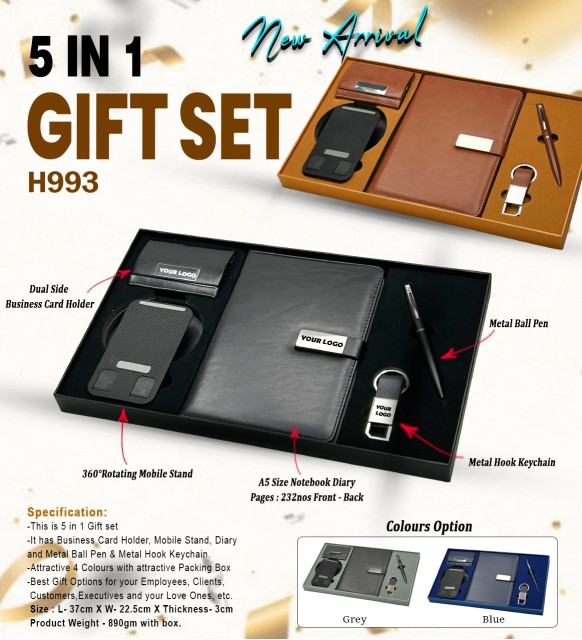 H993 Premium 5-in-1 Executive Corporate Gift Set for Employee & Client Gifting