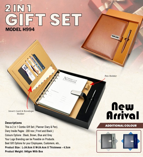 H994 Premium Planner Diary & Metal Pen Gift Set for Corporate Gifting & Executive Branding