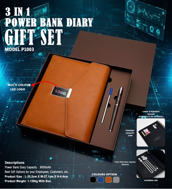 3 IN 1 POWER BANK DIARY GIFT SET