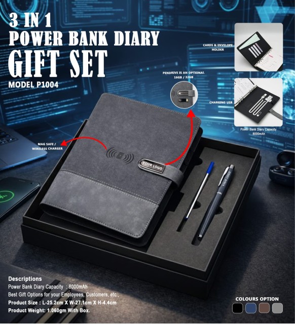 3 IN 1 GIFT SET Power Bank Planner Diary