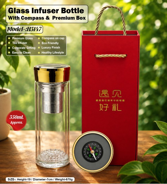 Glass Infuser Bottle With Premium Box