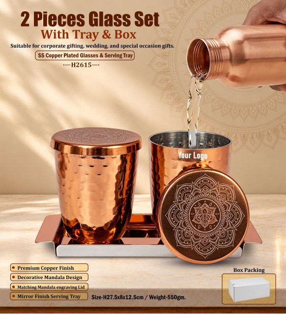 2 Pieces Glass Set With Tray & Box 