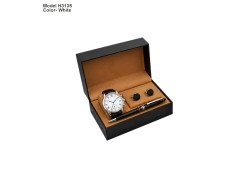 H3135 Premium 3-in-1 Wrist Watch Gift Set with Metal Pen & Cufflinks for Corporate Gifting