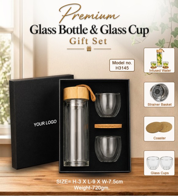 Premium Glass Bottle & Glass Cup