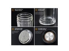 H3146 Premium Double-Wall Infuser Glass Bottle Gift Set for Corporate Gifting