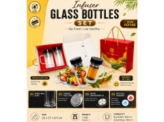 H3146 Premium Double-Wall Infuser Glass Bottle Gift Set for Corporate Gifting