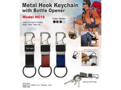 Metal Hook Keychain with Opener