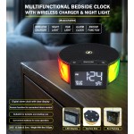 MULTIFUNCTIONAL BEDSIDE CLOCK  WITH WIRELESS CHARGER & NIGHT LIGHT 