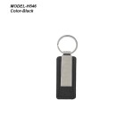 Metal Key-chain with Rectangle PU Leather Base