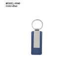 Metal Key-chain with Rectangle PU Leather Base