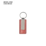 Metal Key-chain with Rectangle PU Leather Base