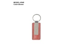 Metal Key-chain with Rectangle PU Leather Base