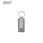 Metal Key-chain with Rectangle PU Leather Base