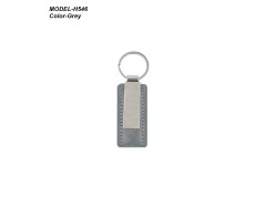 Metal Key-chain with Rectangle PU Leather Base