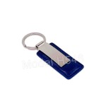 Metal Key-chain with Rectangle PU Leather Base
