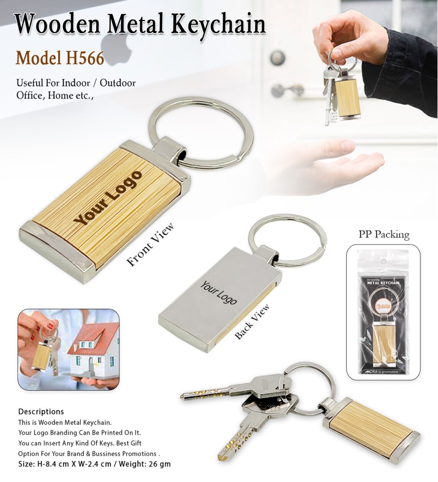 Wooden Metal Keychain 