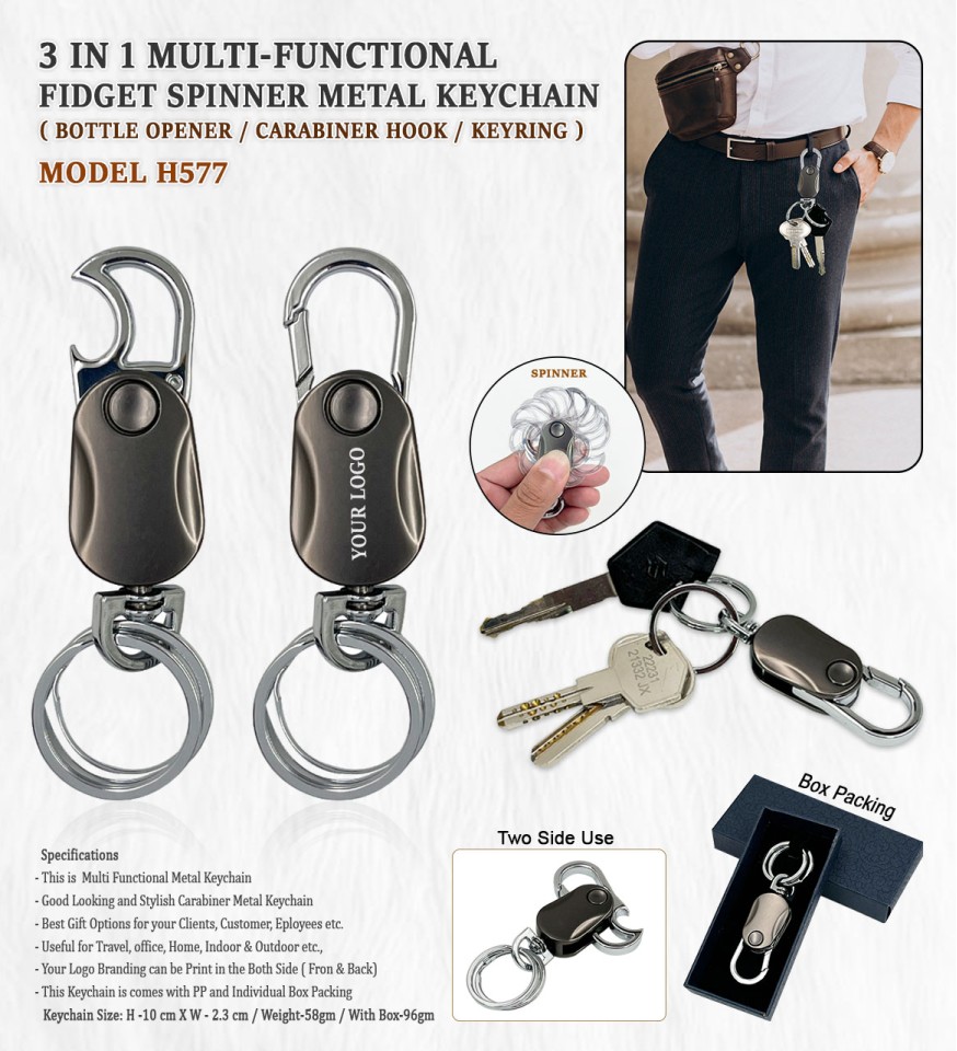 Fidget Spinner Metal Keychain 