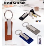 Metal Key-chain with Rectangle PU Leather Base