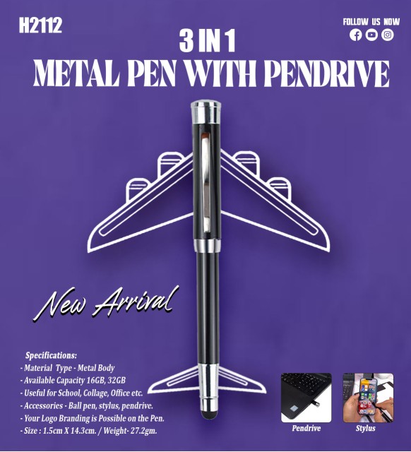 3 IN 1 PEN WITH PENDRIVE 
