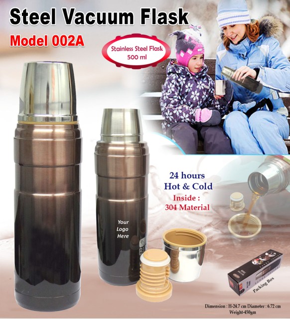 Water Bottle Stainless Steel 500ml Vacuum Insulated Water Bottle Bullet  Shape Travel Cup Keep Warm 