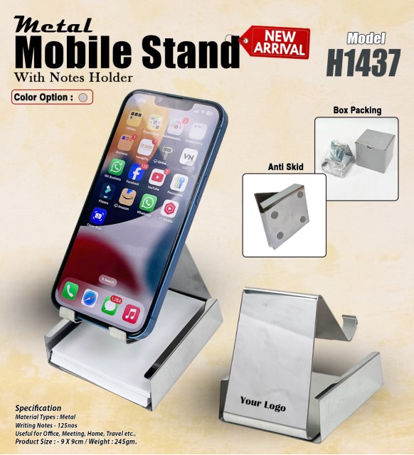 Metal Mobile Stand With Notes Holder 