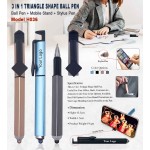 H036 3-in-1 Triangle Shape Ball Pen with Stylus & Mobile Stand for Corporate Gifting