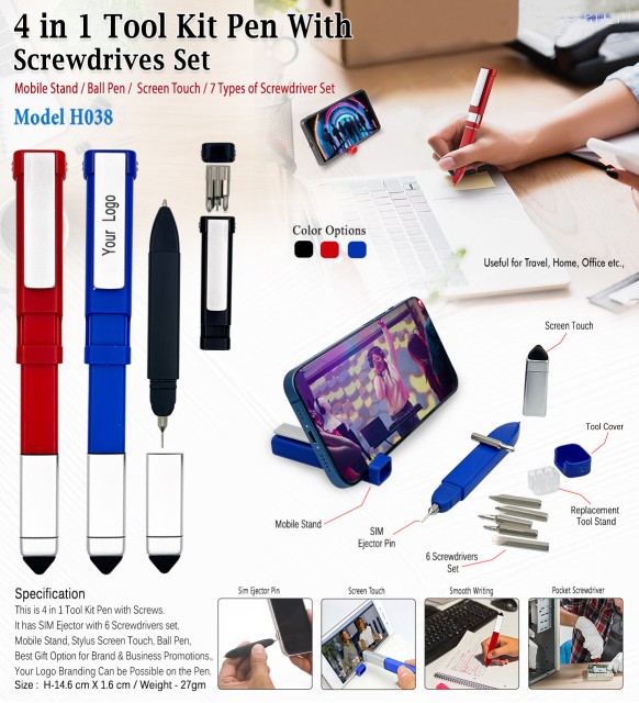 4 in 1 Tool Kit Pen with Screwdrivers Kit
