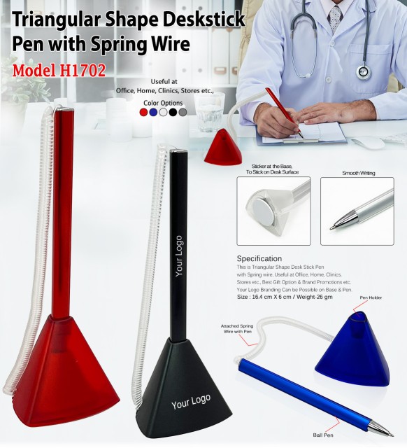Triangular Deskstick Pen with Spring Wire