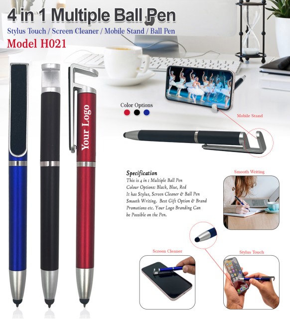 4 in 1 Stylus Pen with Mobile Stand & Screen Cleaner