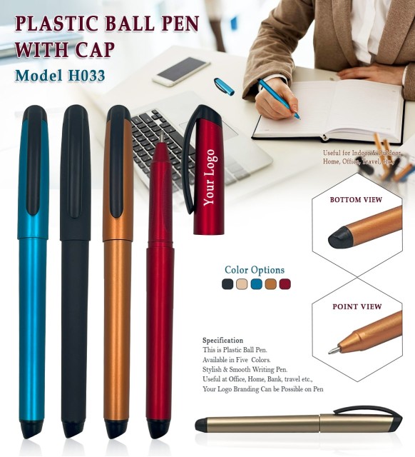 Plastic Ball Pen with Cap