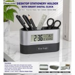 DESKTOP STATINORY HOLDER WITH SMART DIGITAL CLOCK