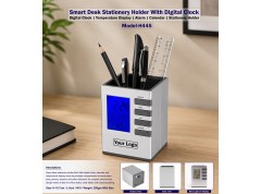 Smart Desk Stationery Holder With Digital Clock