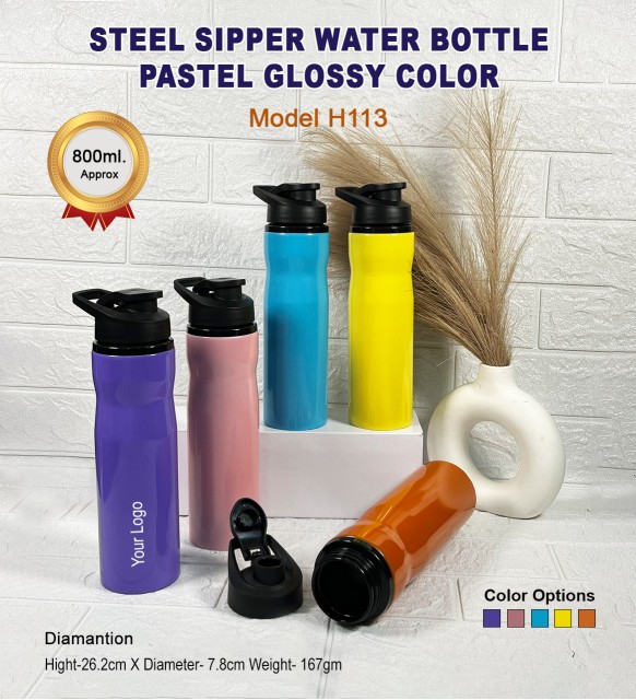 Steel Sipper Water Bottle-Pastel