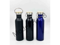 Steel Water Bottle with Wooden LID 