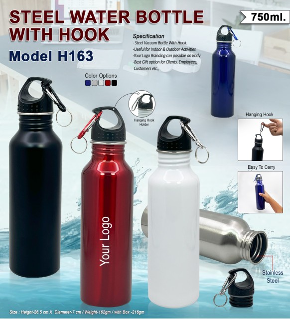 Steel Water Bottle with Hook