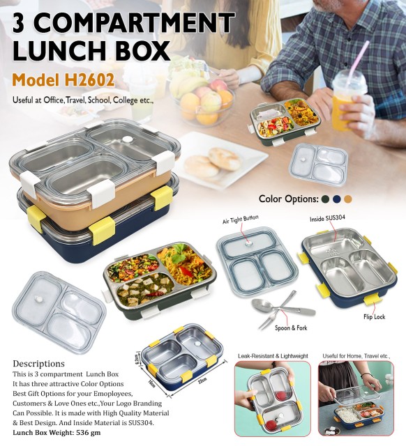 3 Compartment Lunch Box 
