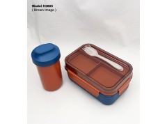 3 COMPARTMENT LUNCH BOX WITH BOTTLE, SPOON & FORK