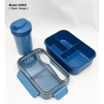 3 COMPARTMENT LUNCH BOX WITH BOTTLE, SPOON & FORK 