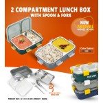 2 Compartment Lunch Box With Spoon & Fork
