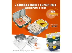2 Compartment Lunch Box With Spoon & Fork