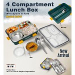 4 Compartment Lunch Box With Spoon & Fork 