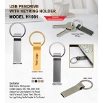 USB Pendrive with Keyring - Gold 
