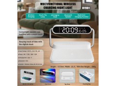 H1901 Premium Multifunctional Wireless Charging Night Light with Bluetooth Speaker & Digital Clock for Corporate Gifting
