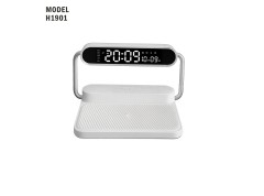 H1901 Premium Multifunctional Wireless Charging Night Light with Bluetooth Speaker & Digital Clock for Corporate Gifting
